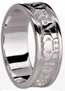 14K White Gold Soul Mate Celtic Claddagh Ring 