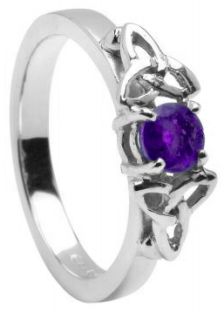 10K/14K18K White Gold Genuine Amethyst Celtic Engagement Ring