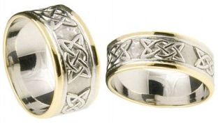 10K/14K/18K Two Tone Gold Celtic "Lovers Knot" Wedding Rings Set