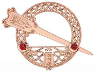 Ruby Rose Gold Silver Celtic Ardagh Brooch
