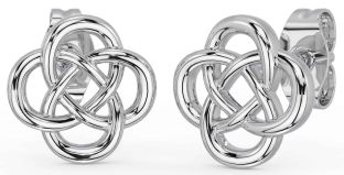 White Gold Celtic Dangle Earrings
