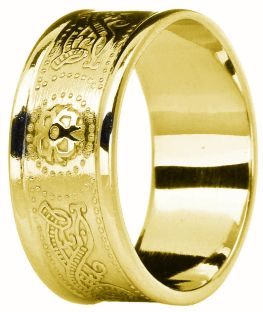 Mens Gold Celtic "Warrior" Band Ring 9mm Width