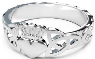 Ladies Claddagh Celtic Trinity Knot Silver Ring 