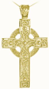 14K Gold coated Silver Heavy & Thick Celtic Knot Cross Pendant Necklace