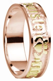 "My Darling"  Gold Two Tone Rose & Yellow Gold Claddagh Ladies Band Ring 
