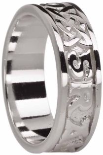 Ladies White Gold Celtic "Love Forever" Band Ring 