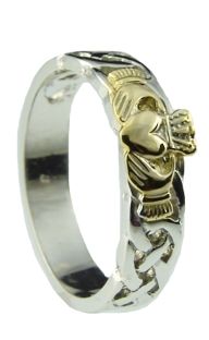 Ladies 10K/14K/18K Two Tone Gold Celtic Claddagh Wedding Ring 