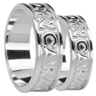 Silver "My Soul Mate" Celtic Band Ring Set 