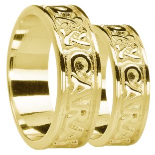 Gold "My Soul Mate" Celtic Wedding Band Rings Set