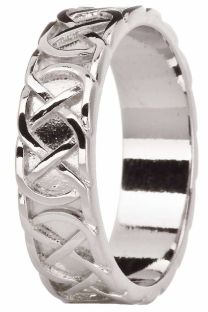 Mens White Gold Celtic "Eternity Knot" Wedding Band Ring 