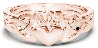 Ladies Rose Gold Claddagh Celtic Knot Ring 