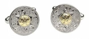 14K Two Tone Gold Solid Silver Celtic "Warrior" Cufflinks