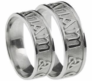  10K/14K/18K White Gold "My Soul Mate" Celtic Knot Wedding Rings Set