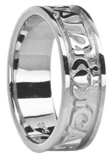 Ladies10K/14K/18K White Gold Claddagh "My Soul Mate" Wedding Ring