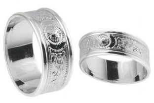 10K/14K/18K White Gold Celtic "Warrior" Wedding Ring Set