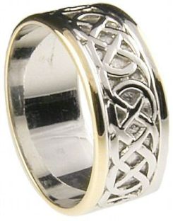 Mens 10K/14K/18K White & Yellow Gold Celtic "Eternity Knot" Wedding Band Ring